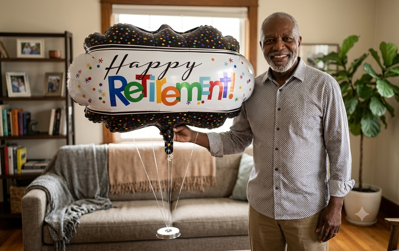 Happy Retirement Round Satin Foil Balloon 27-in