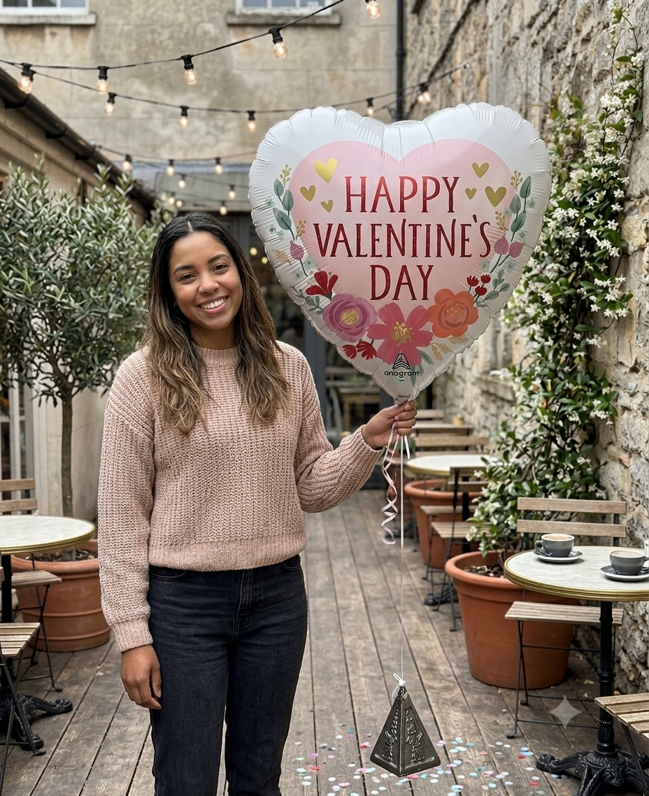 Happy Valentine's Day Heart Satin Foil Balloon 18-in