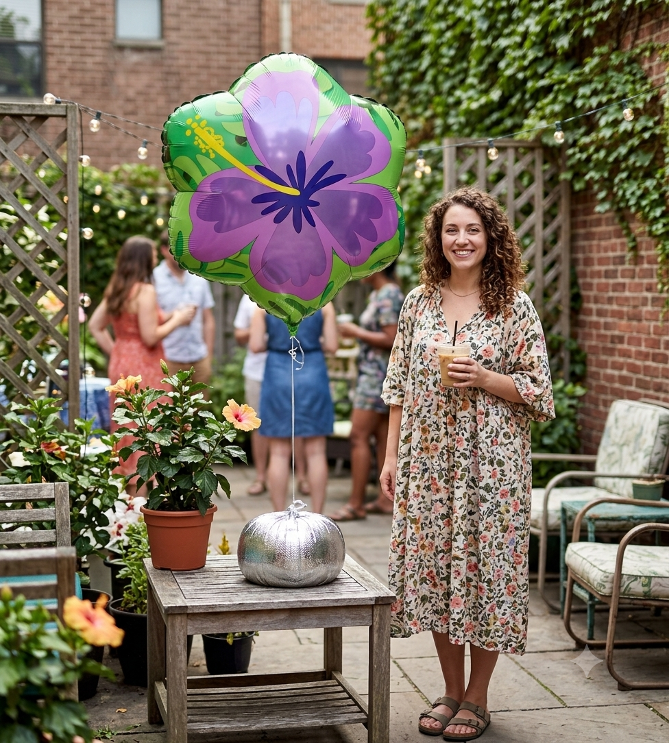 Hibiscus Flower Satin Foil Balloon 18-in