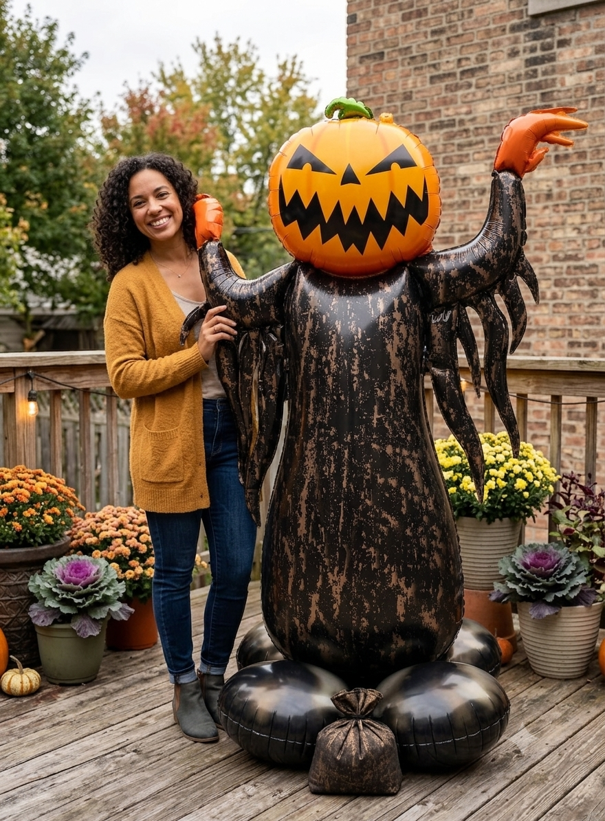 Jack-O'-Lantern Satin Foil Balloon 52-in