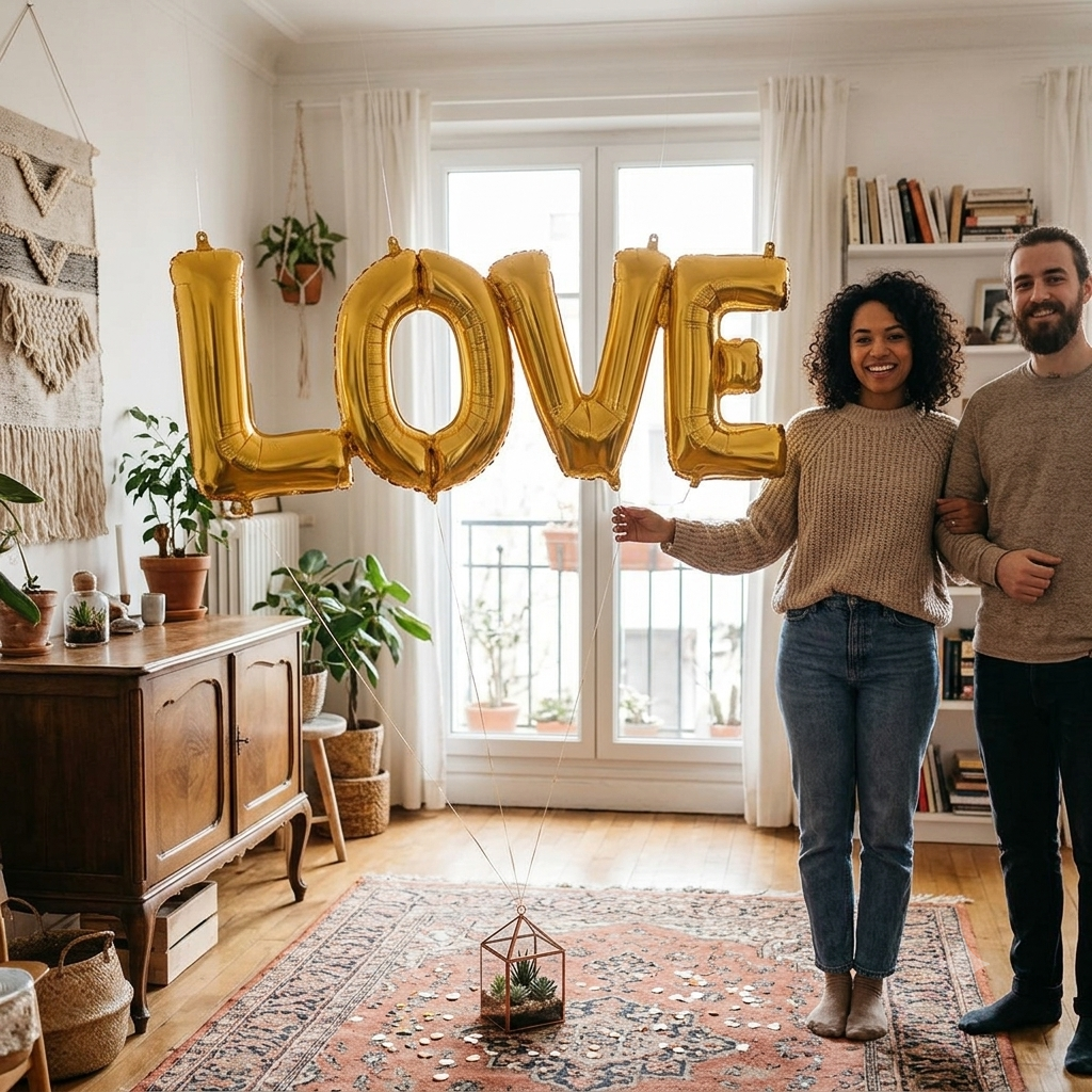 Love Letters Satin Foil Balloon 25x9-in