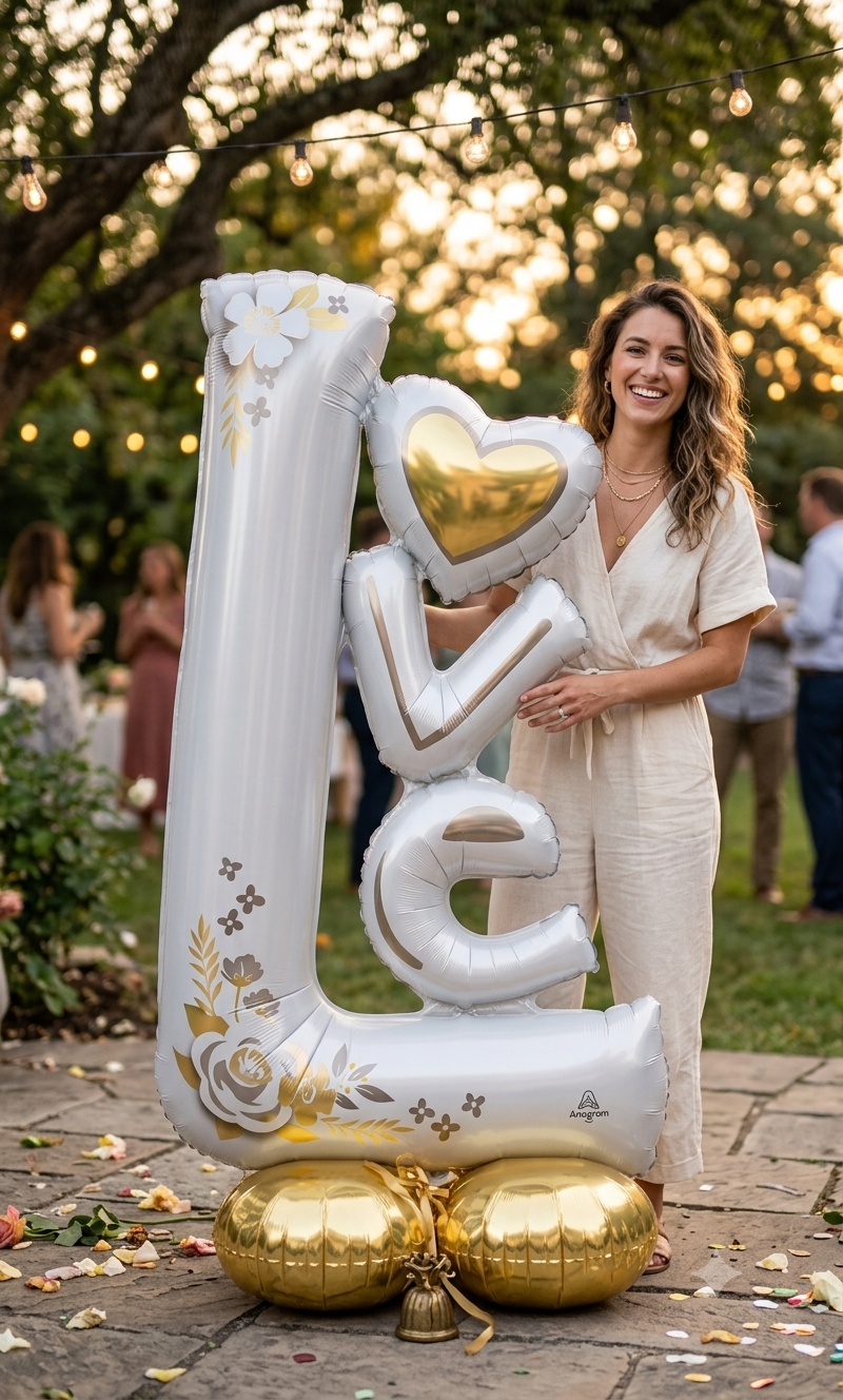Love Letters Satin Foil Balloon 58-in