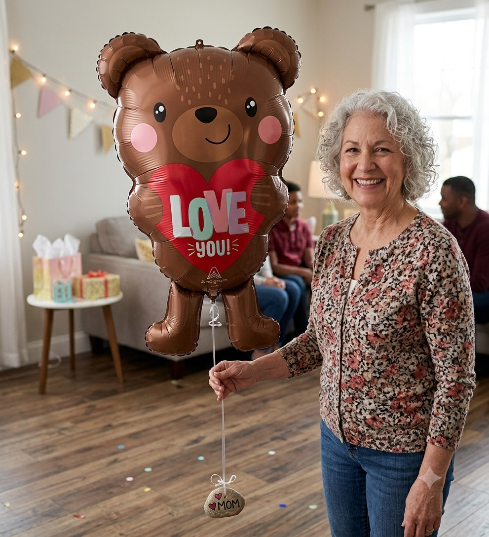 Love You Teddy Bear Satin Foil Balloon 30-in
