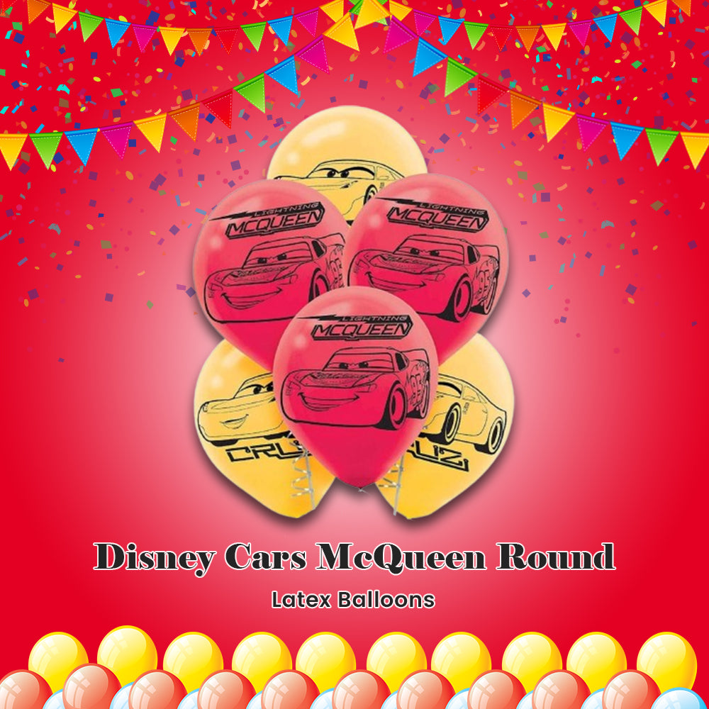 Disney Cars McQueen Round Latex Balloons 12-in 6-pk
