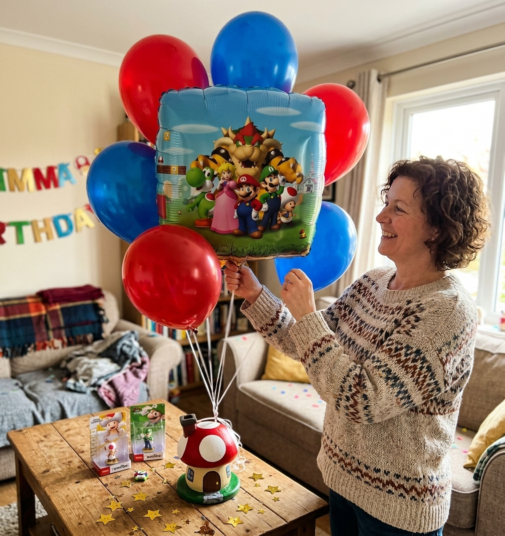 Mario Brothers Jumbo Balloon Bouquet with Latex Balloons 7-pk