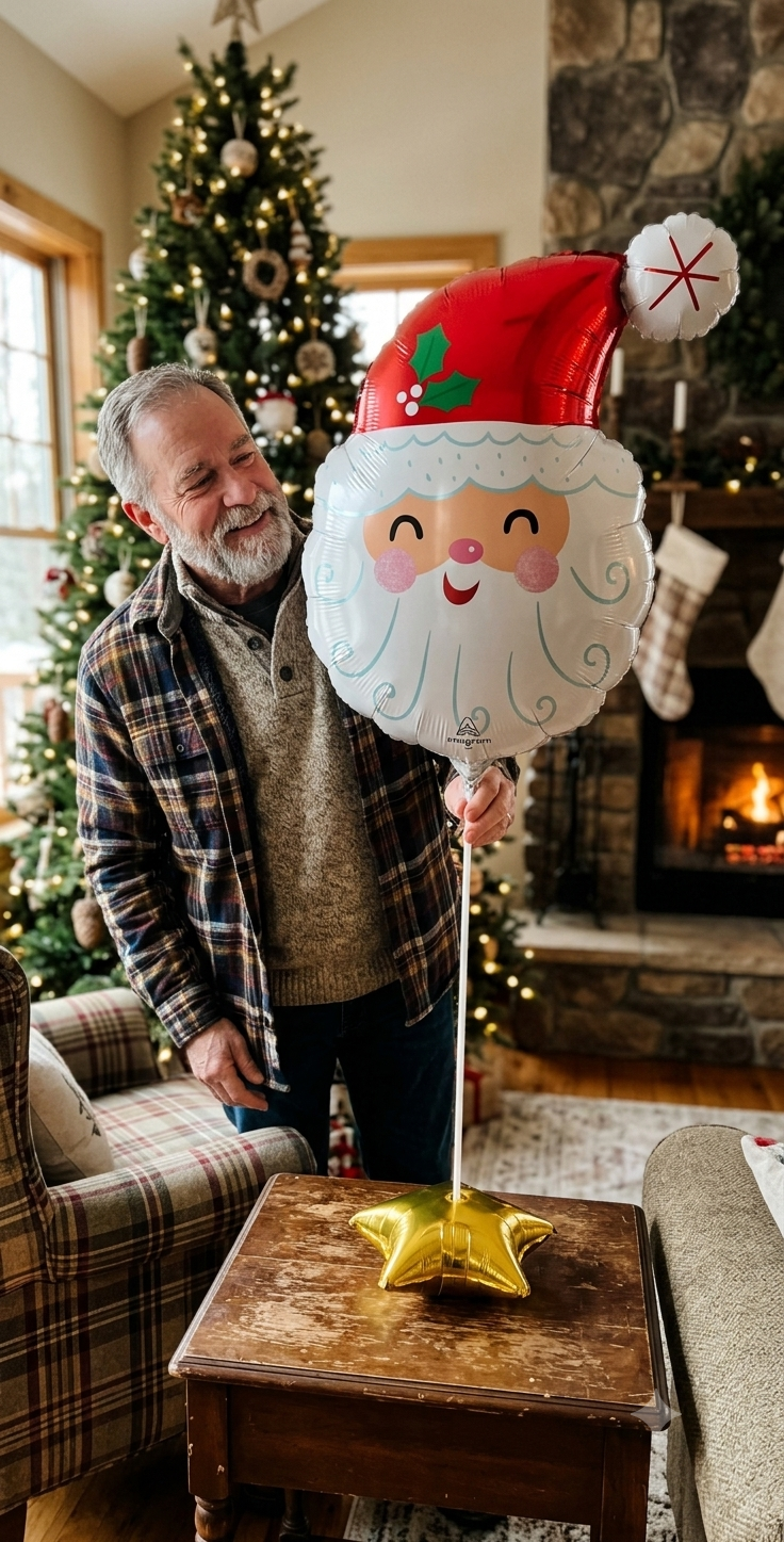 Smiley Satin Santa Head Mini-Shaped Foil Balloon