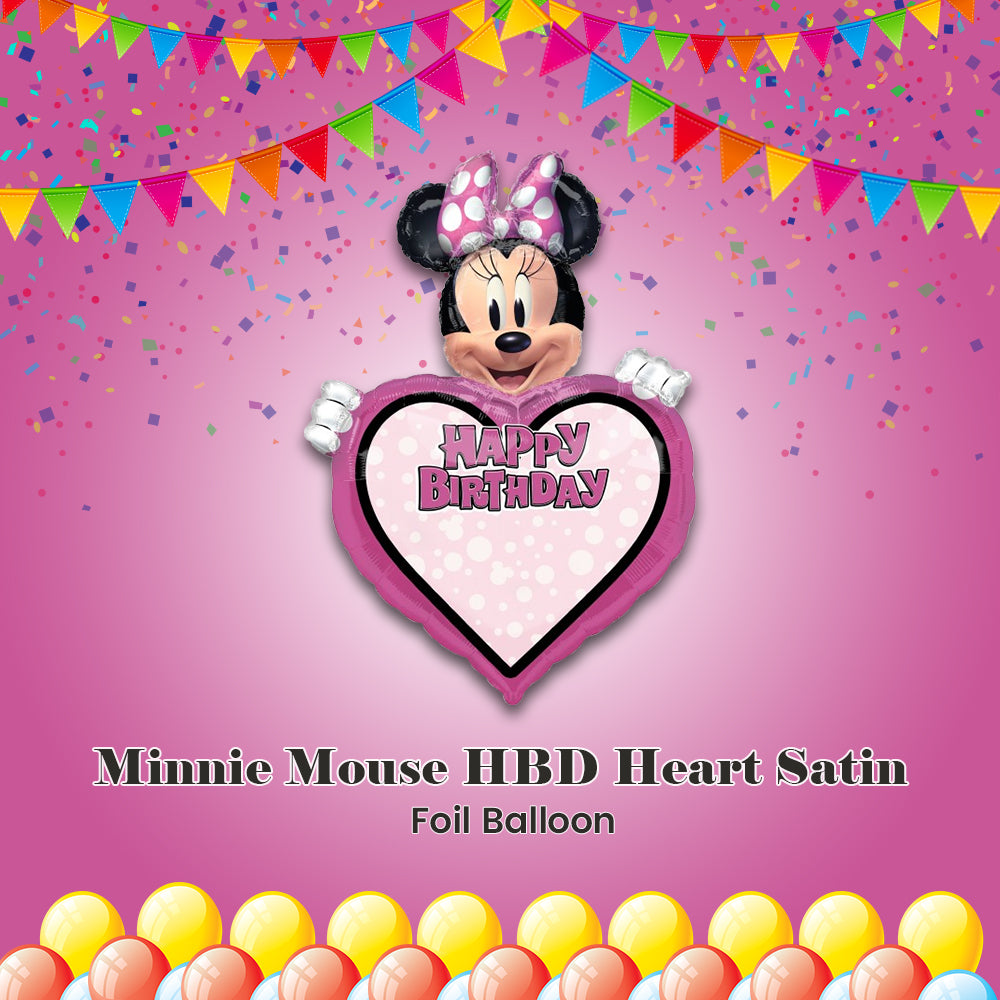 Disney Minnie Mouse Happy Birthday Heart Satin Personalized Foil Balloon 33-in