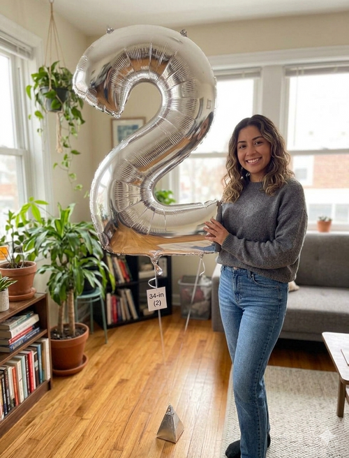 0-9 Numbers Foil Balloon Silver 34-in