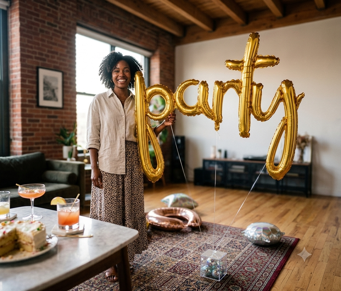 Party Cursive Letters Satin Foil Balloon 39x31-in