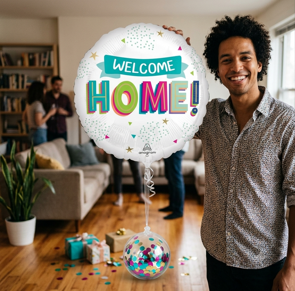 Welcome Home Round Satin Foil Balloon 18-in