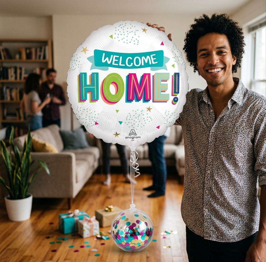 Welcome Home Round Satin Foil Balloon 18-in