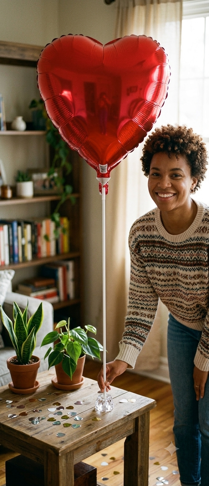 Solid Red Heart Air-Filled Mini Balloon