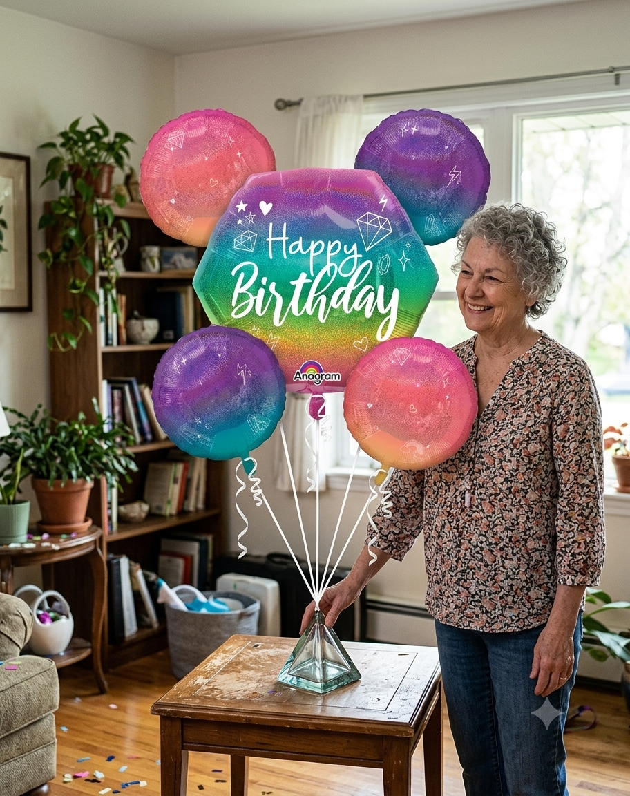 Sparkle Happy Birthday Octagon/Round Satin Foil Balloon Bouquet 5-pk