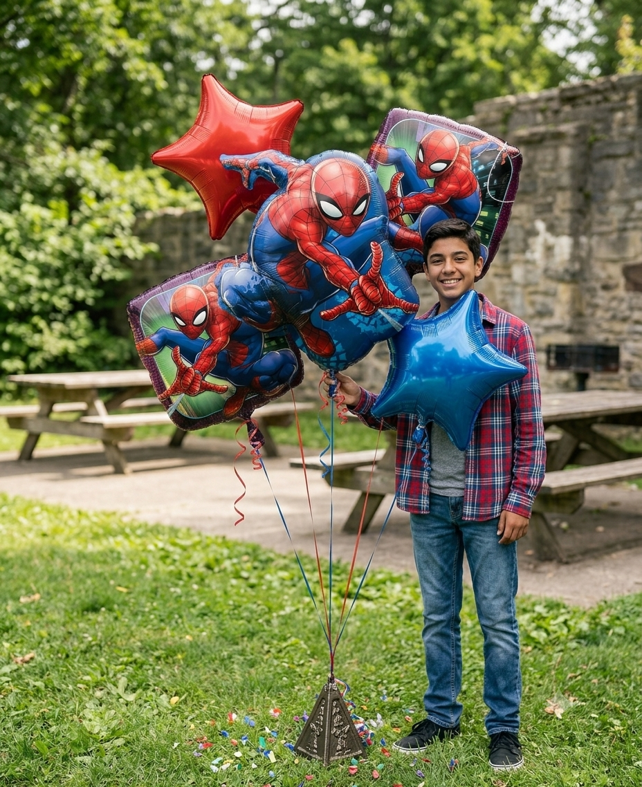 Disney Marvel Spider-Man Star/Square Satin Foil Balloon Bouquet 5-pk