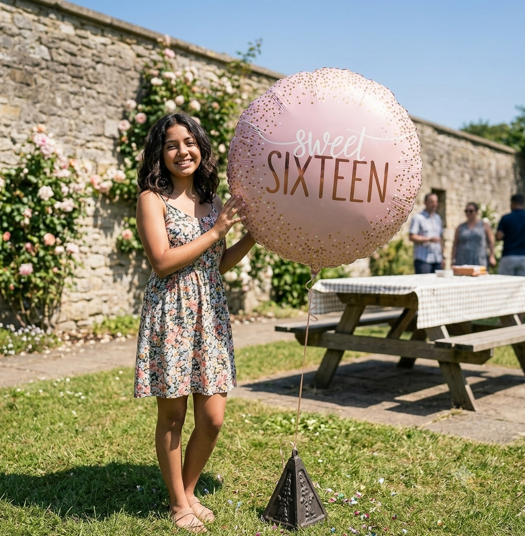 Sweet Sixteen Round Satin Foil Balloon 17-in
