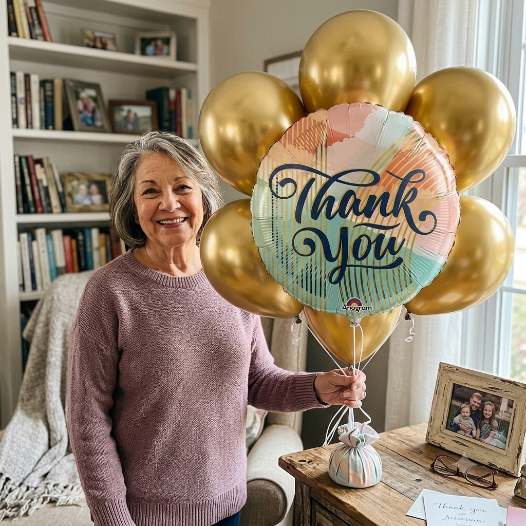 Thank You Round Satin Foil Balloon Bouquet with Latex Balloons 7-pk