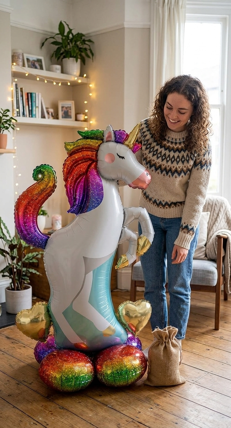 Unicorn Satin Sitting Foil Balloon 55-in