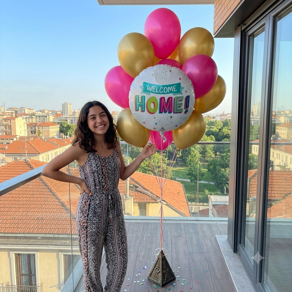 Welcome Home Round Satin Foil Balloon Bouquet with Latex Balloons 10-pk