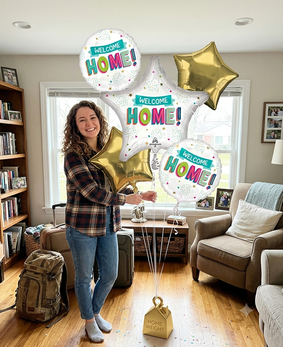 Welcome Home Satin Foil Balloon Bouquet 5-pk