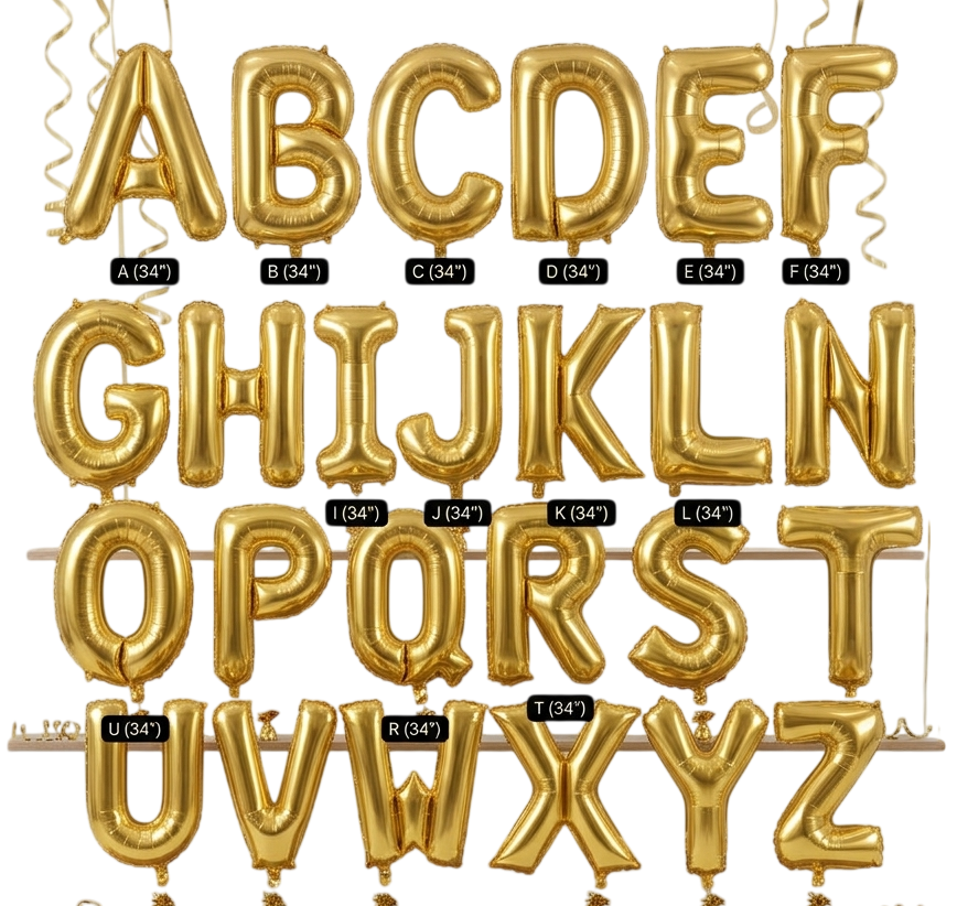 A-Z Letters Foil Balloon Gold 34-in