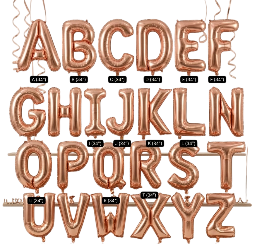 A-Z Letters Foil Balloon Rose Gold 34-in