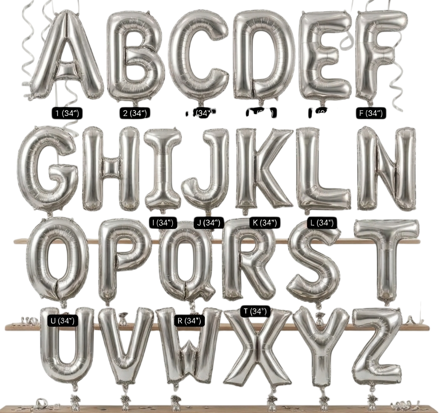 A-Z Letters Foil Balloon Silver 34-in