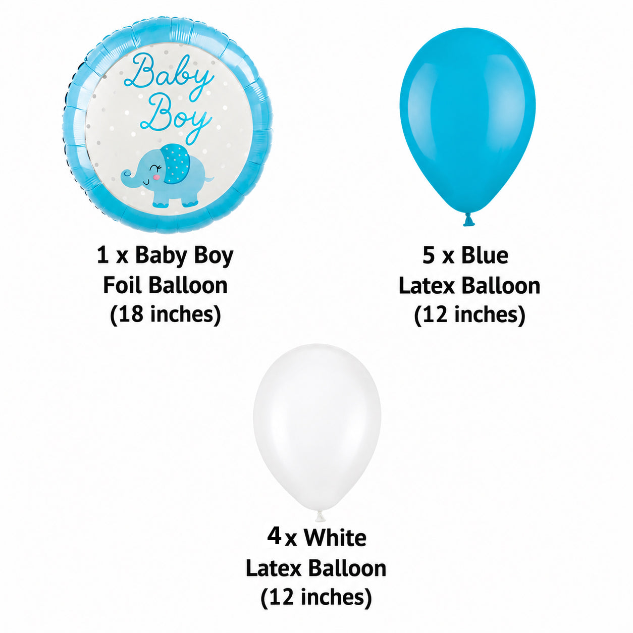 Baby Boy Elephant Balloon Bouquet with Latex Balloons 10-pk