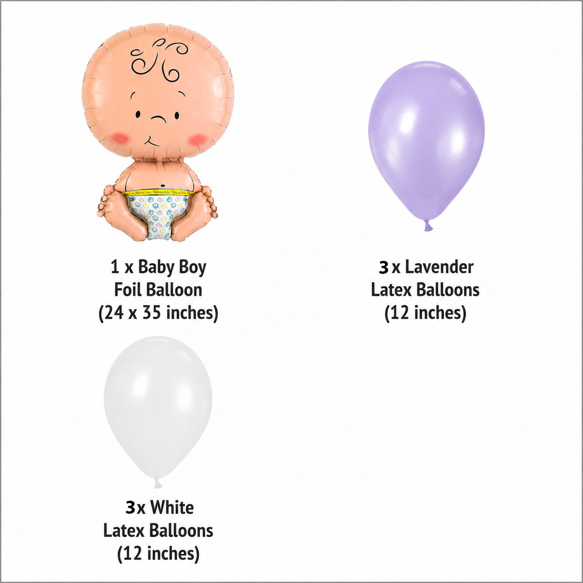 Welcome Baby Supershape Balloon Bouquet with Latex Balloons 7-pk