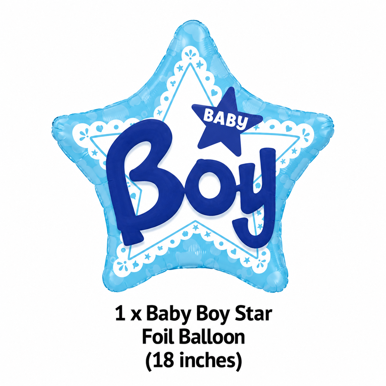 Baby Boy 3D Star Satin Foil Balloon 32-in