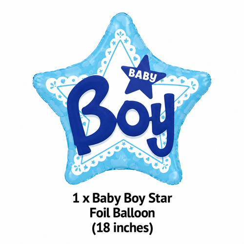Baby Boy 3D Star Satin Foil Balloon 32-in