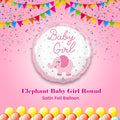 Elephant Baby Girl Round Satin Foil Balloon 18-in