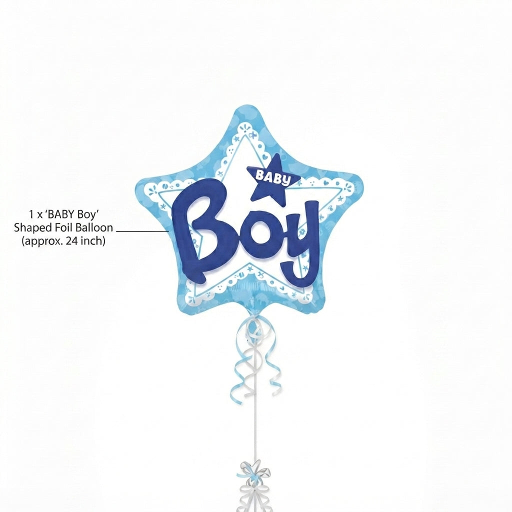 Baby Boy 3D Star Satin Foil Balloon 32-in