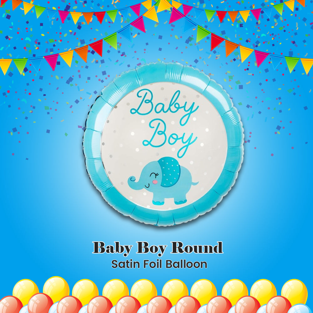 Baby Boy Round Satin Foil Balloon 18-in