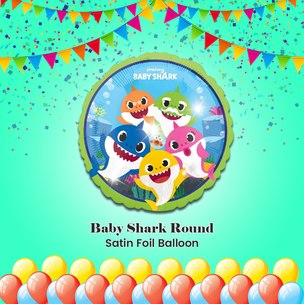 Baby Shark Round Satin Foil Balloon 18-in