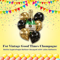 For Vintage Good Times Champagne Bottle Supershape Balloon Bouquet with Latex Balloons 7-pk