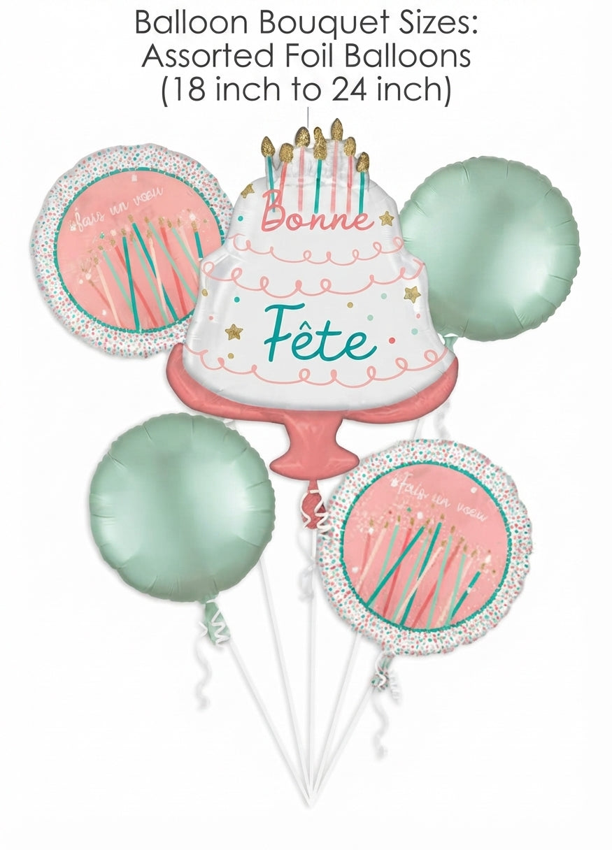 Happy Cake Day Satin Foil Balloon Bouquet 5-pk