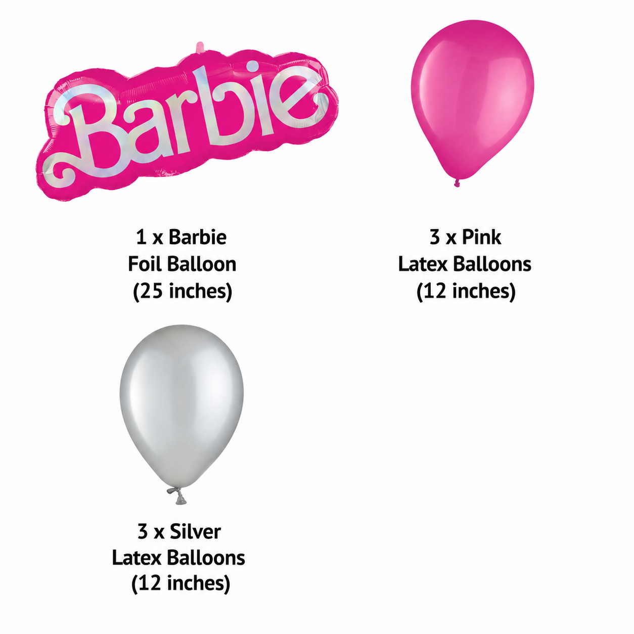 Barbie Malibu Supershape Balloon Bouquet with Latex Balloons 7-pk