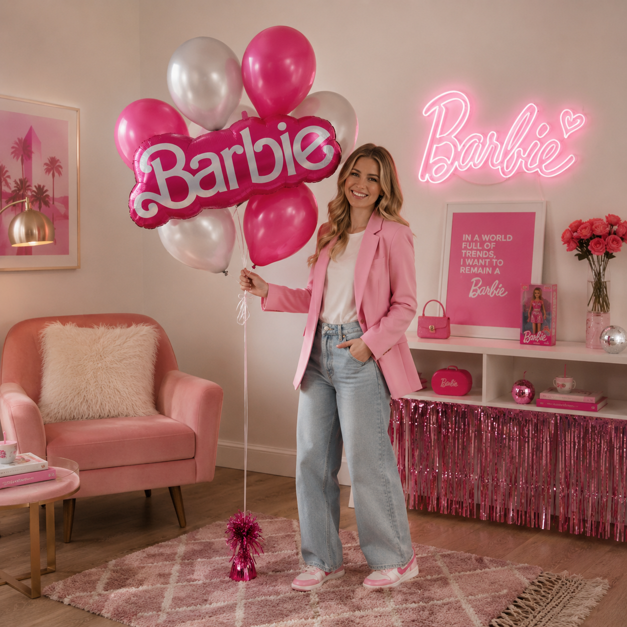 Barbie Malibu Supershape Balloon Bouquet with Latex Balloons 7-pk