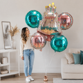 Happy Birthday Cake Day Supershape Balloon Bouquet with Round Foil Balloons 7-pk