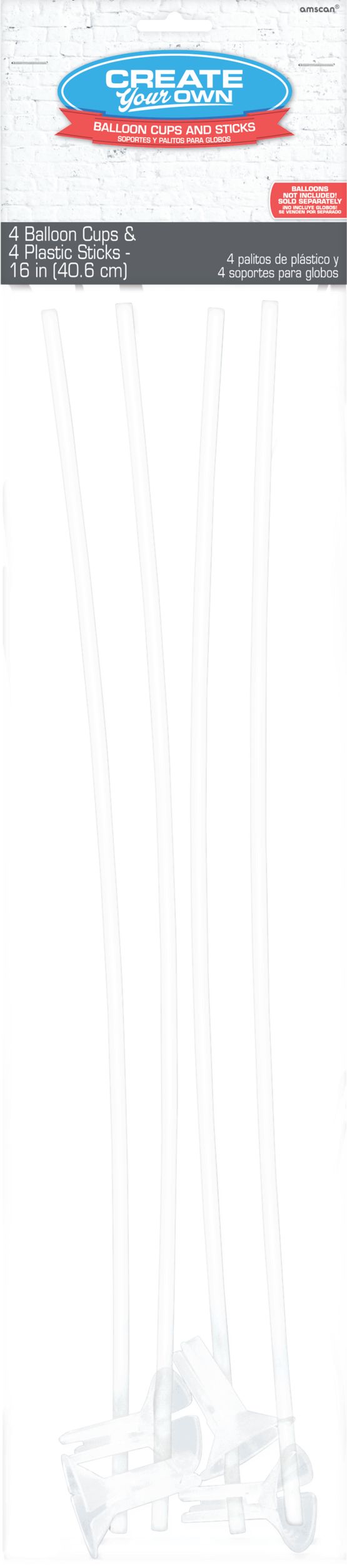 Balloon Sticks with Cups 16-in 4-pk