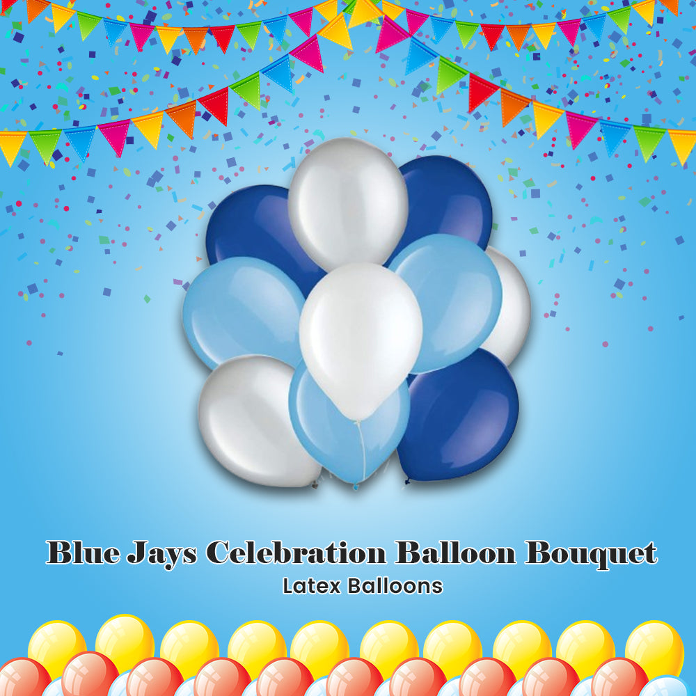 Blue Jays Celebration Balloon Bouquet with Latex Balloons 10-pk
