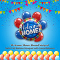 Welcome Home Round Striped Satin Foil Balloon Bouquet with Latex Balloons 7-pk