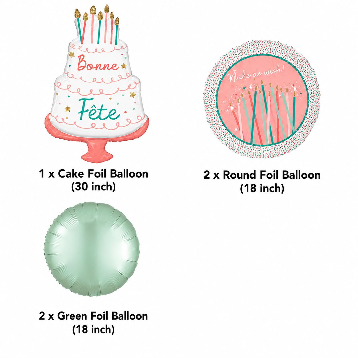 Happy Cake Day Satin Foil Balloon Bouquet 5-pk