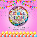 Bonne Fête French Round Satin Foil Balloon 18-in