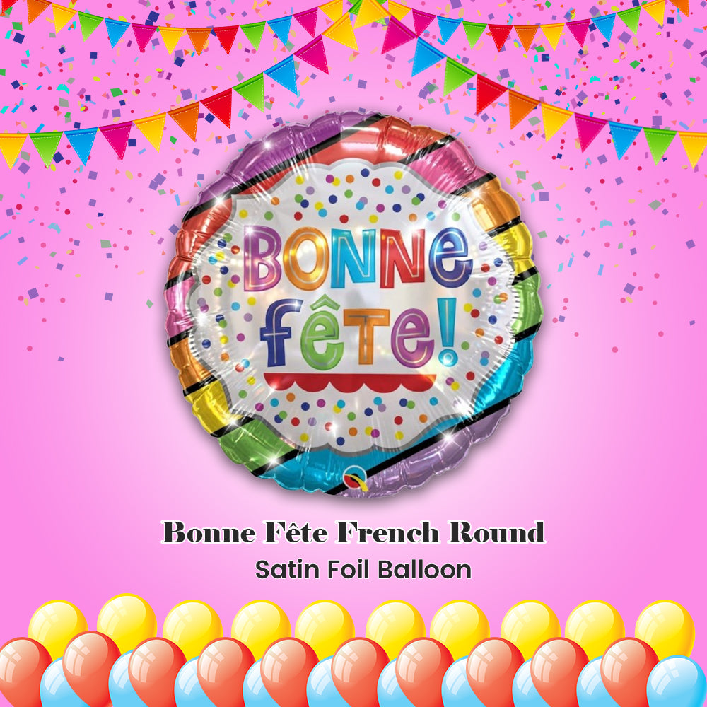 Bonne Fête French Round Satin Foil Balloon 18-in