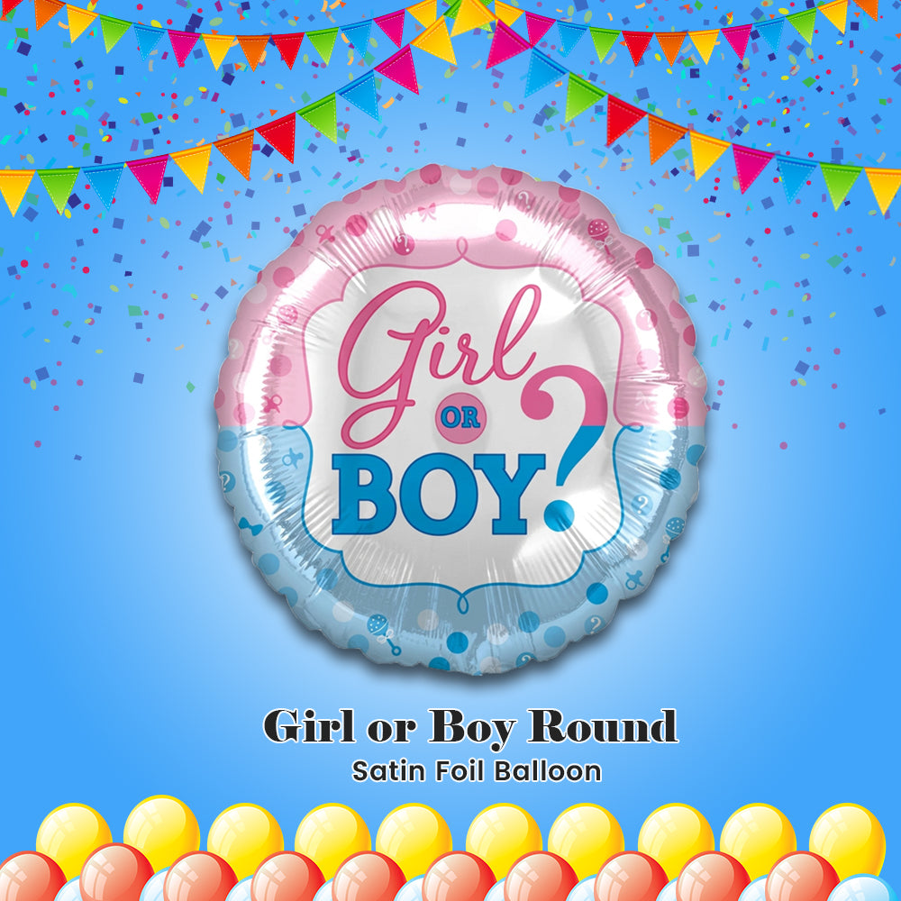 Girl or Boy? Round Satin Foil Balloon 18-in