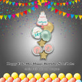 Happy Cake Day Happy Birthday Star/Orbz Satin Foil Balloon Bouquet 8-pk