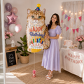 Happy Birthday Cat Satin Foil Balloon 33-in