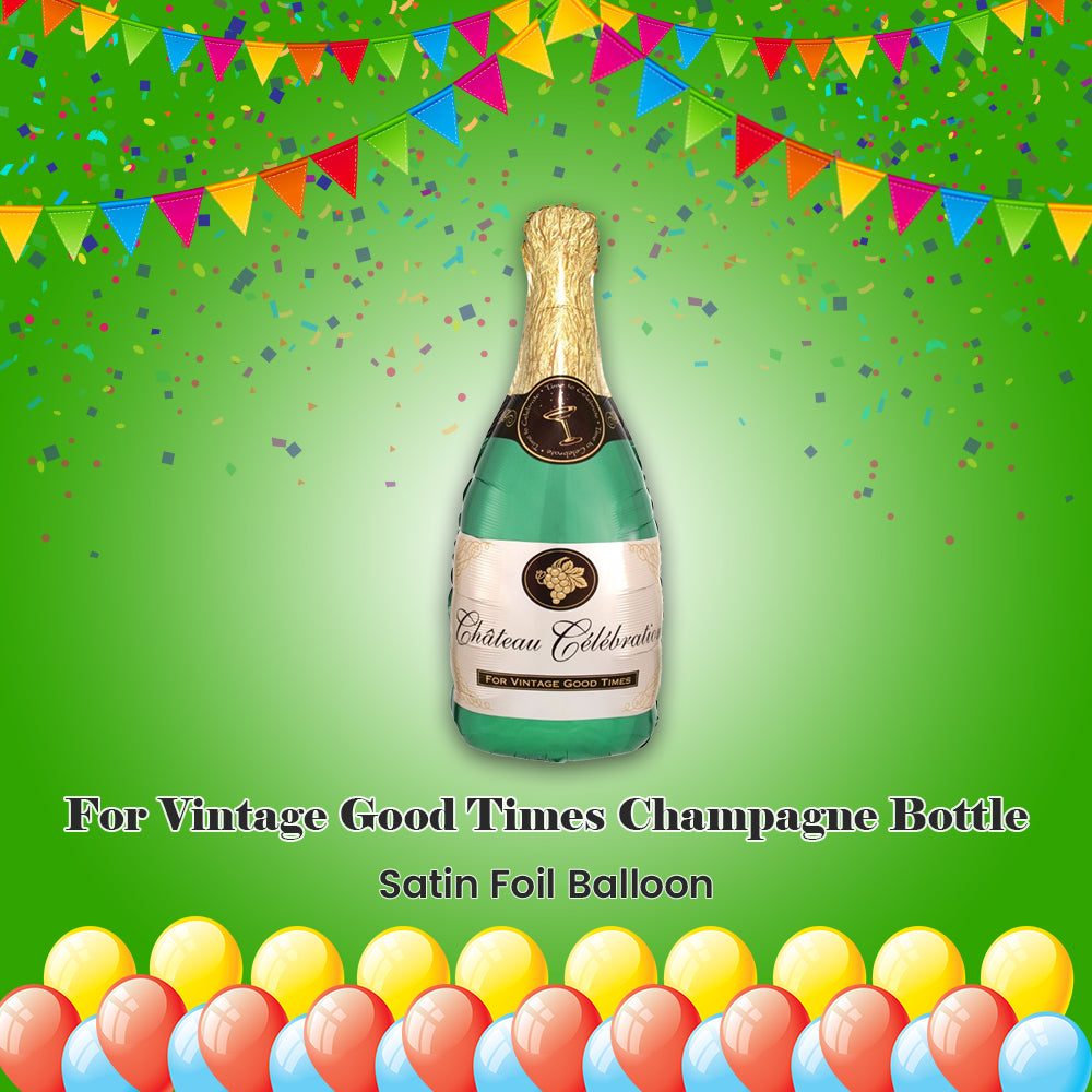 For Vintage Good Times Champagne Bottle Satin Foil Balloon 36-in