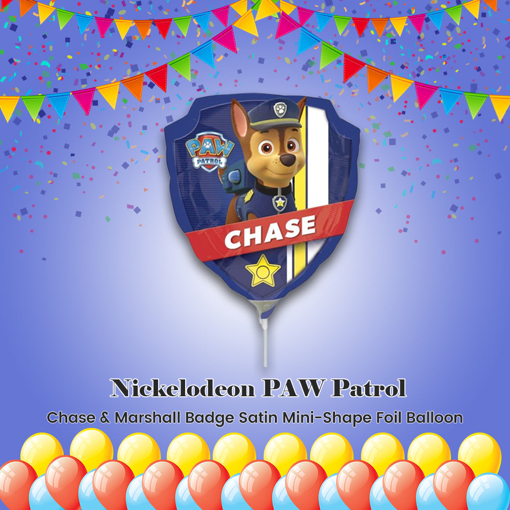 Nickelodeon PAW Patrol Chase & Marshall Badge Satin Mini-Shape Foil Balloon